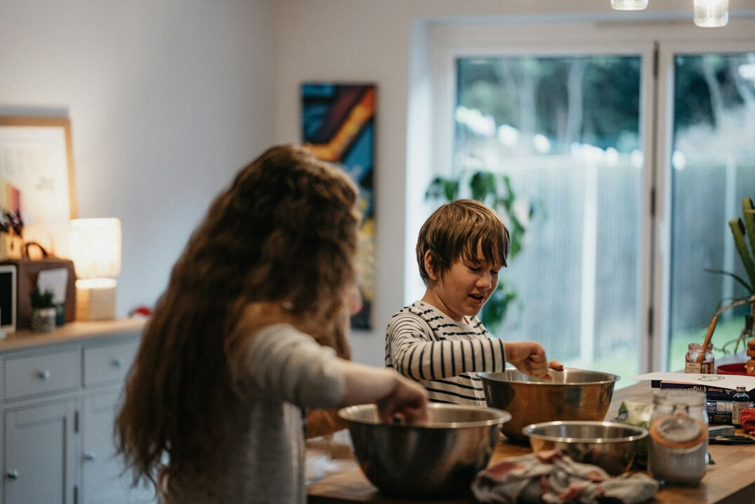 family cooking together