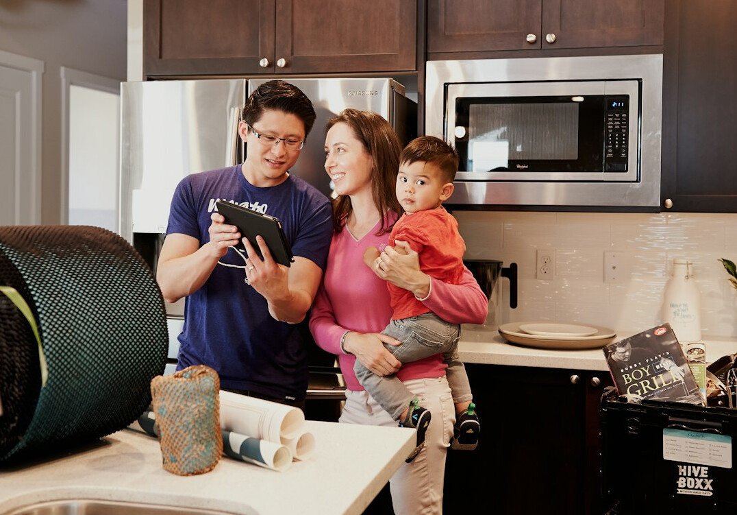 family cleaning together